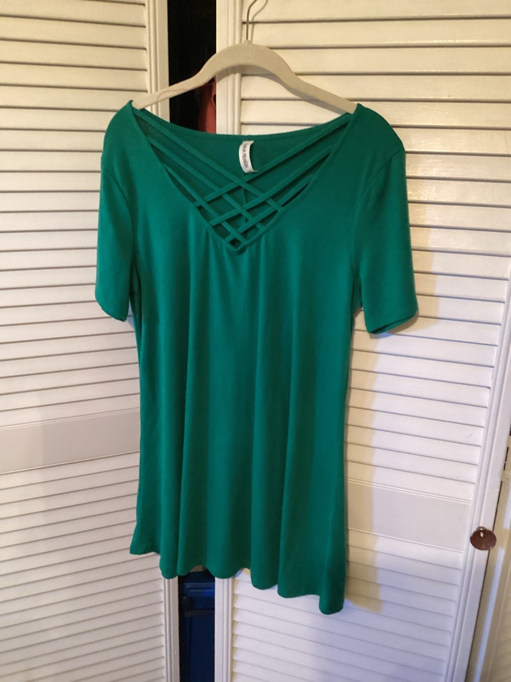 Zenana Premium ladies Kelly green tunic
top, size XL,